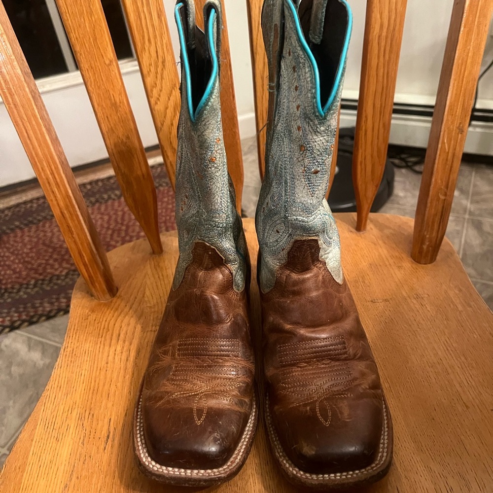 Tony Lama Brown and Blue Ankle Boots